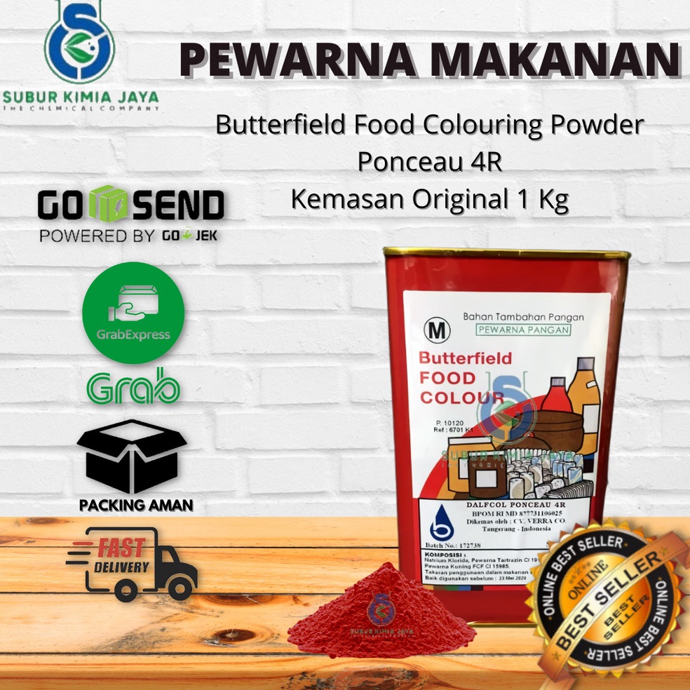 

HPR943 KODE 77 Pewarna Ponceau 4R Butterfield Food Coloring 1 KG