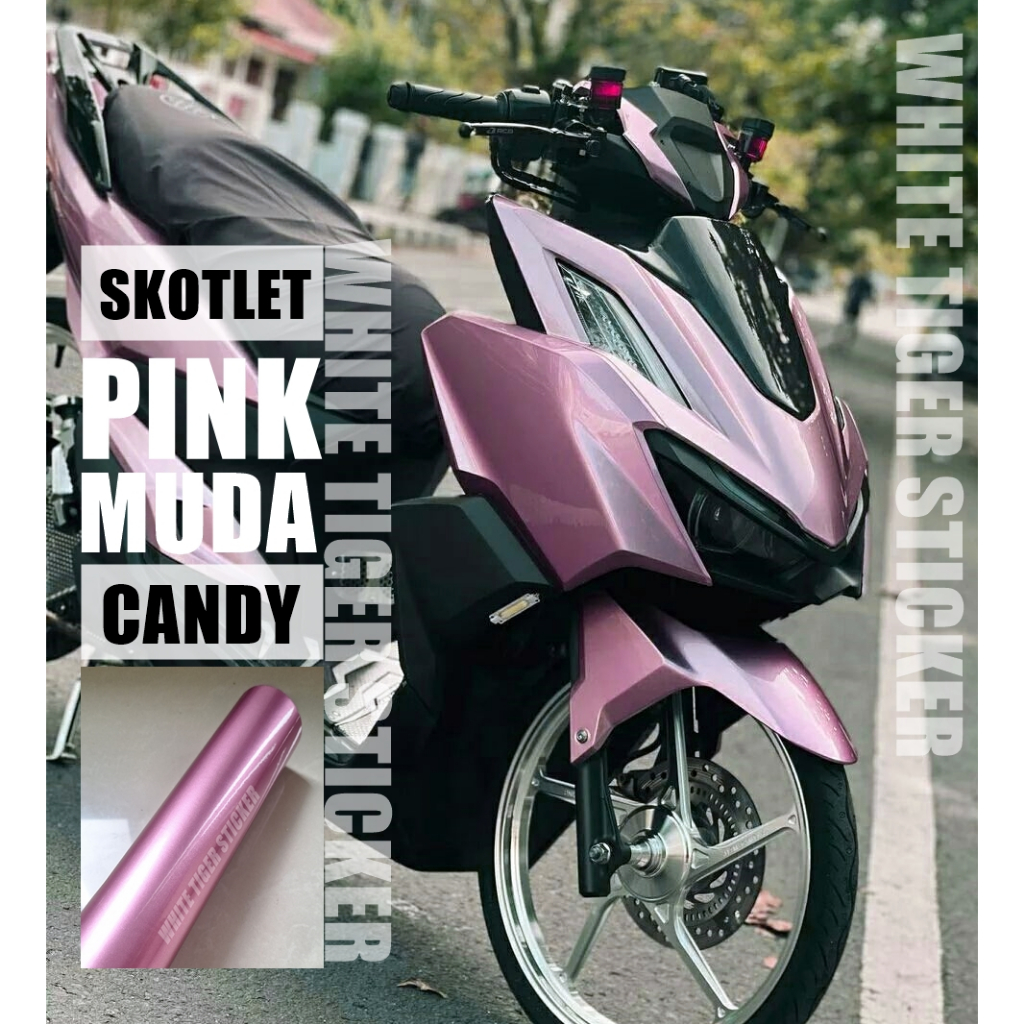 SKOTLET STIKER MOTOR PINK MUDA CANDY SKOTLET PINK MUDA METALIK CANDY SKOTLET PINK MAGENTA CANDY