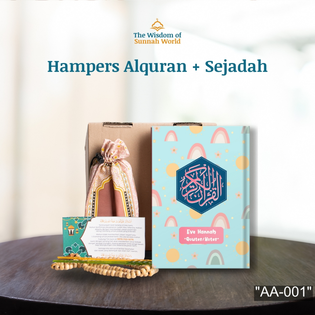 Sajadah dan Alquran Paket Premium Gift Box Cowok Kado Ulang Pacar Anniversary Bersertifikat Bpom Halal Kering Packaging Idul Tahun Pernikahan Fitri Set Tazbiya Hadiah Custom Nama