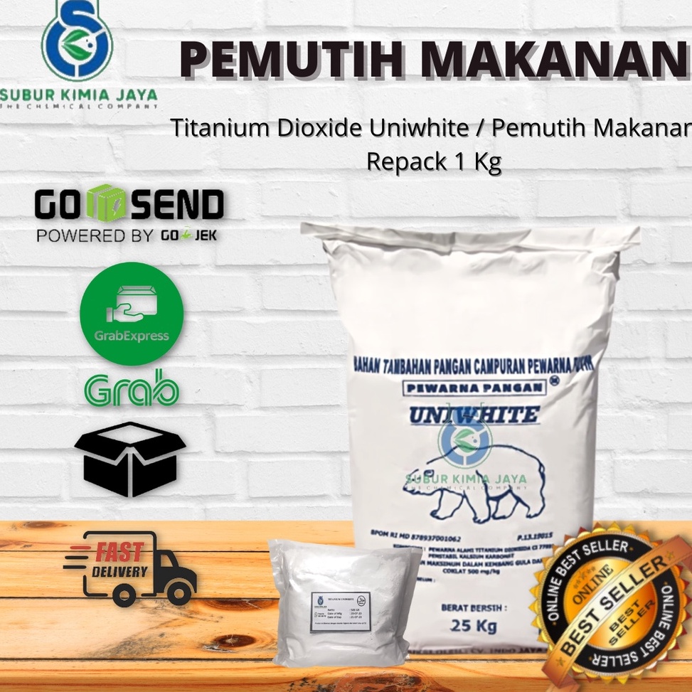 

KDJ316 PROMO ALE Titanium Dioxide Uniwhite Food Grade HALAL MUI 25 KG KHUSUS GOJEK