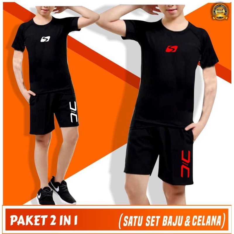set pakaian olahraga anak pria wanita celana pendek dan baju lengan pendek