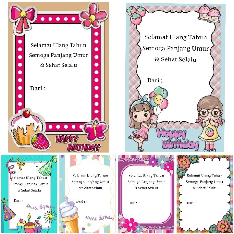 kartu ucapan ulang tahun (bahan stiker glosy) bisa request