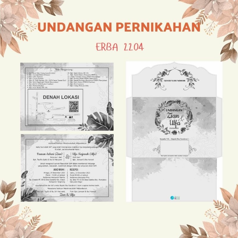 Undangan Pernikahan Murah Erba 2204