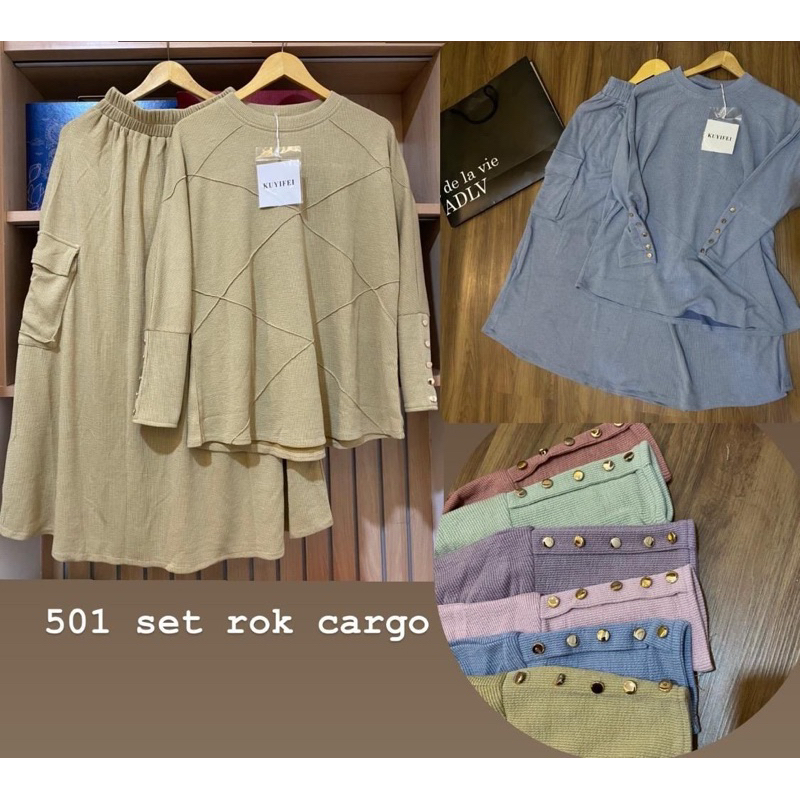 Kuyifei 501//setelan rok cargo//batwing kuyifei///pakaianwanitasby