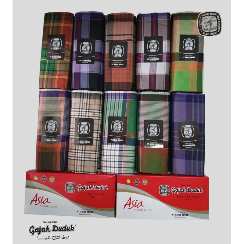 sarung gajah duduk asia, merah putih