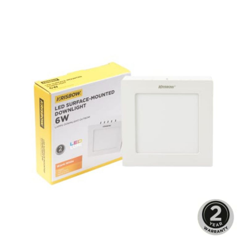 Krisbow Lampu Downlight Persegi Outbow Led 6 Watt Warm White