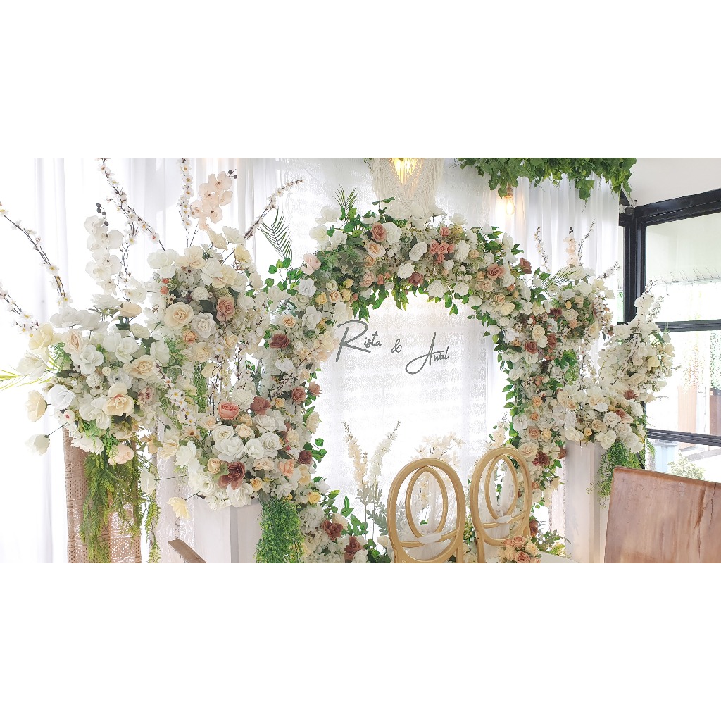 (Shine Decor - Circle) Backdrop Dekorasi Akad Lamaran Tasyakuran Nikah Aqiqah Khitan Ulang Tahun Ult