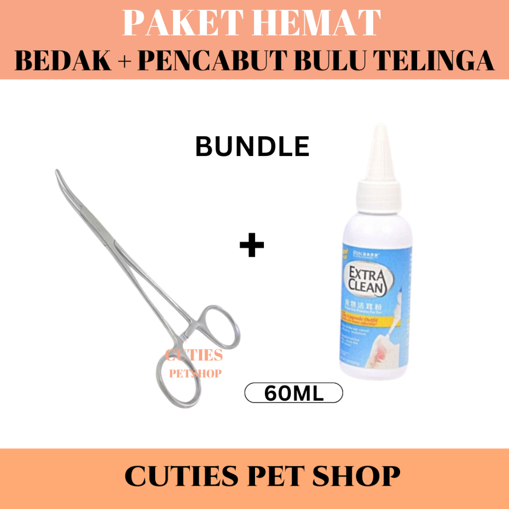 PAKET SET BEDAK TELINGA ANJING BBN BIRU +  PENCABUT BULU TELINGA  ANTI KUTU TUNGAU / HEMAT
