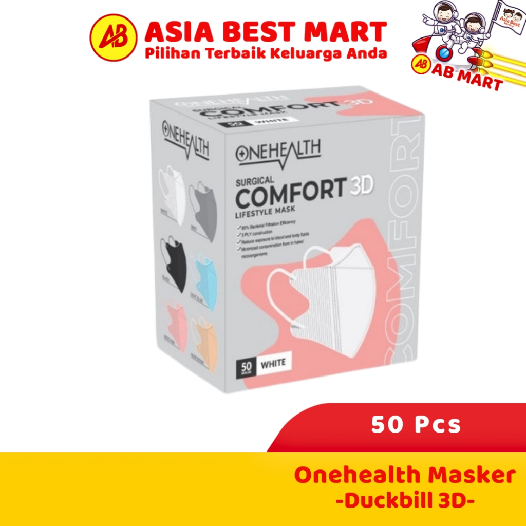 Onehealth One Health Duckbill Masker 50 Pcs ( Warna Random/Chat) - ASIA BEST
