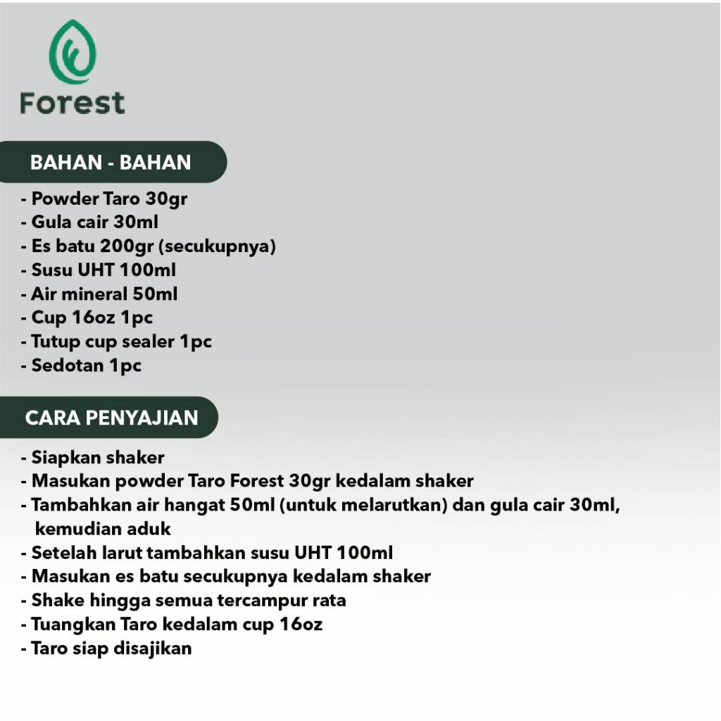 

Bubuk Minuman TARO Powder 1000 gr - FOREST