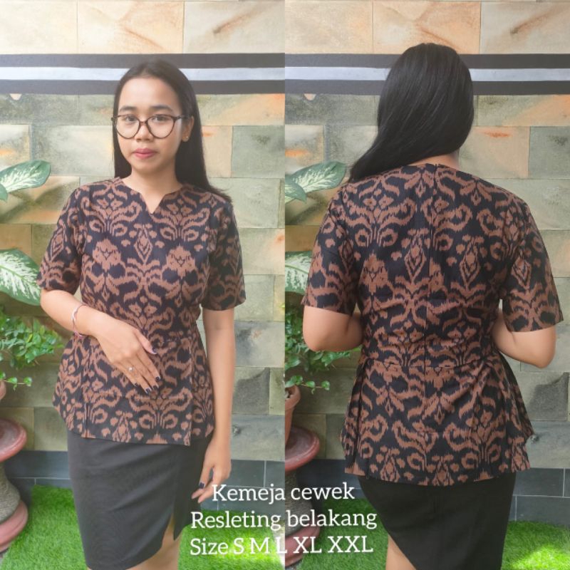 Baju Endek Wanita Resleting Jepang