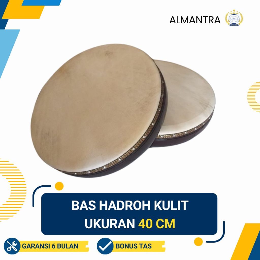 bas hadroh kulit ukuran 40 cm rebana bass banjari tangan