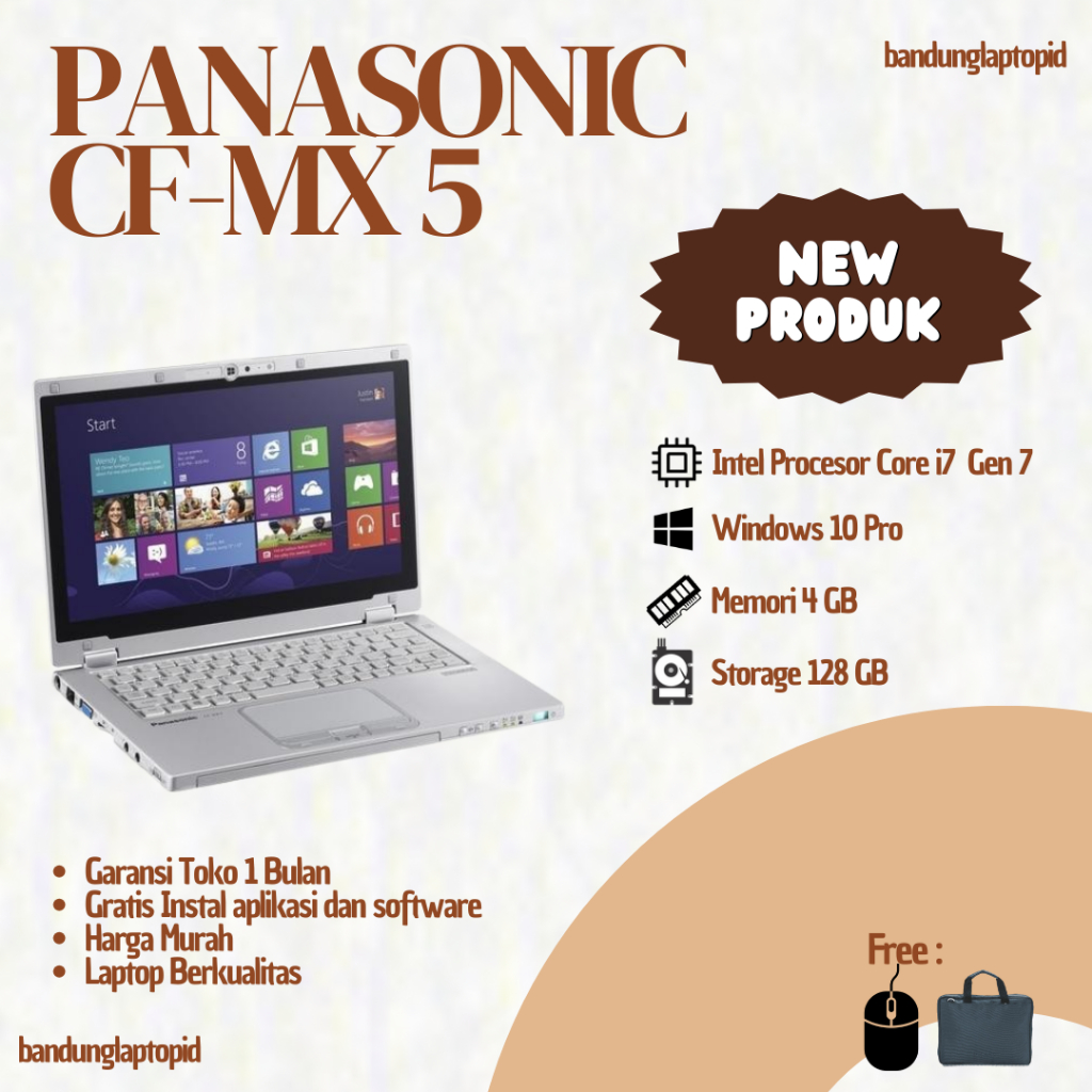 Laptop Panasonic CF-MX5 Core I5 Gen 6 Ram 4 GB SSD 128 GB Mulus BERAGARANSI