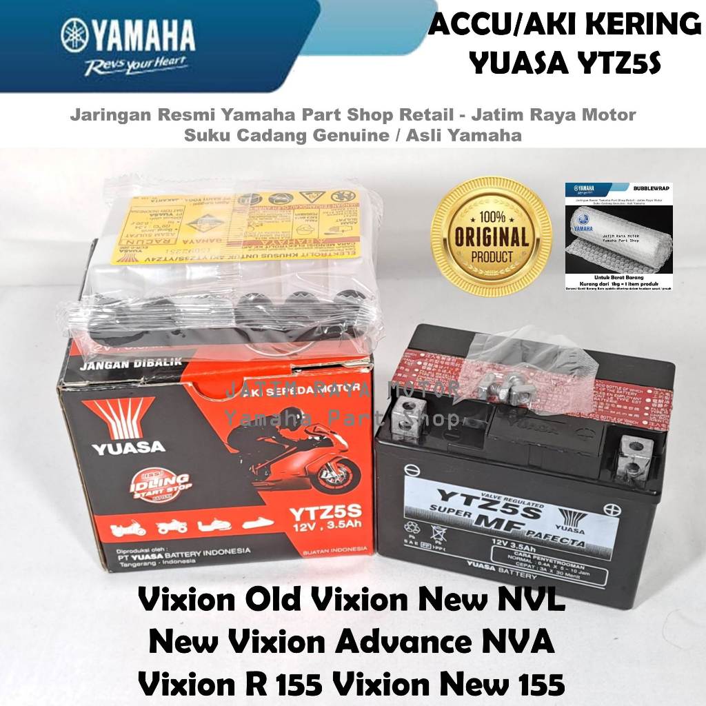 Accu Aki Kering Ytz5s Asli Ori Yuasa All New Vixion Old NVL Advance NVA R 155