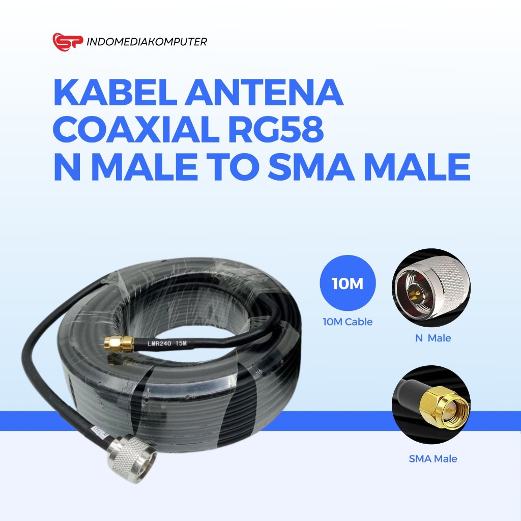 KABEL ANTENA COAXIAL RG58 N MALE TO SMA MALE 15M