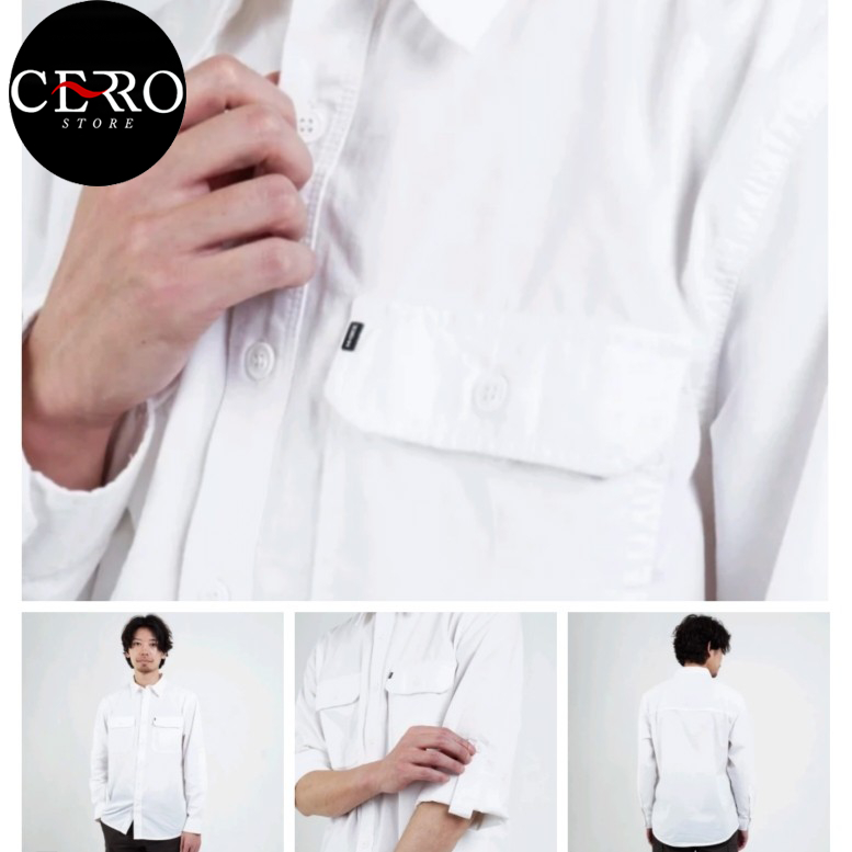 KEMEJA MGEE LENGAN PANJANG MGEE CAMPER C006 WHITE