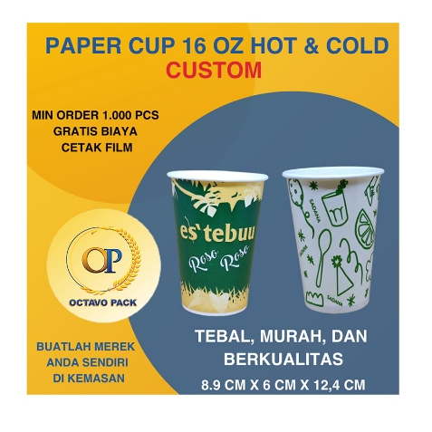 PAPER CUP 16 OZ HOT / PAPER CUP 16 OZ COLD / CUSTOM PRINTING / CUSTOM SABLON / CUP 16 OZ HOT COLD CU
