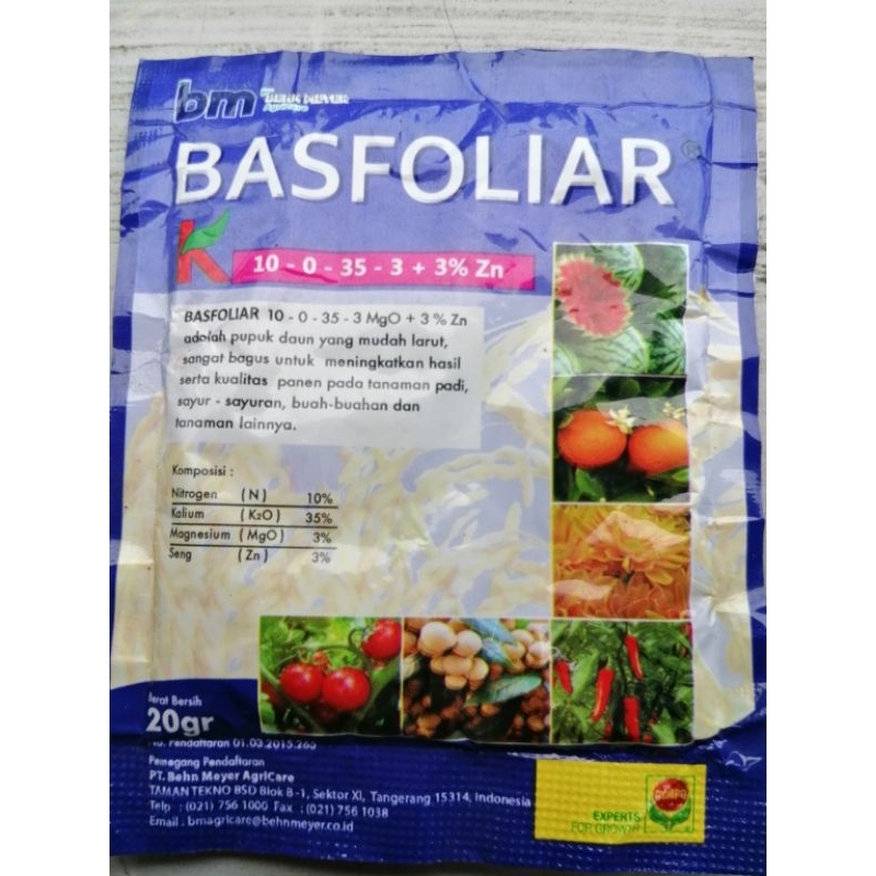 Pupuk NPK pembungaan dan pembuahan Basfoliar K 10-0-35-3 + 3% Zn