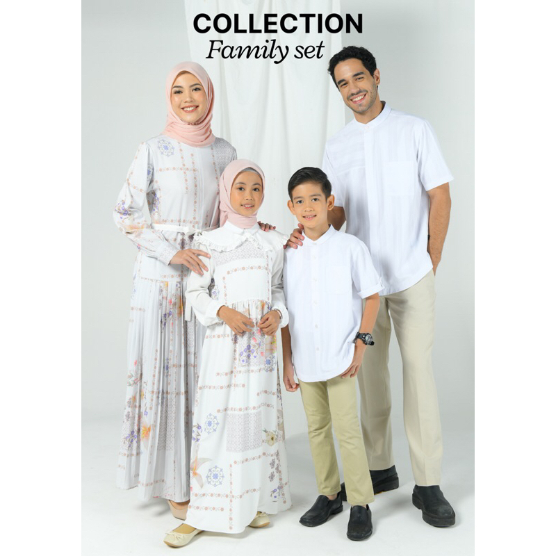 Sarimbit Keluarga - Koleksi Keluarga sarimbit zoya 2024 Gazellah dress, Ganita girl dress, gevun men
