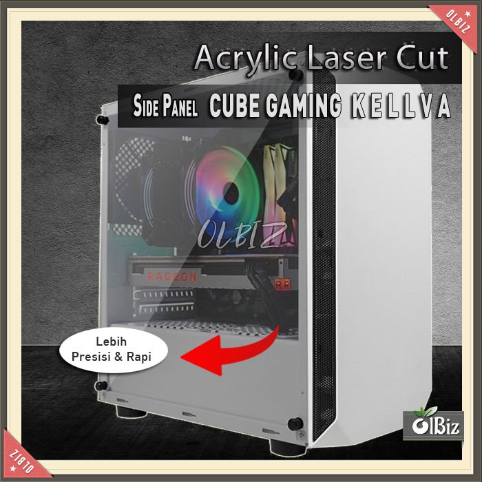 Tutup Kesing Casing Cube Gaming Kellva Akrilik Acrylic Side Panel Cube Gaming Kellva Kesing Penggant