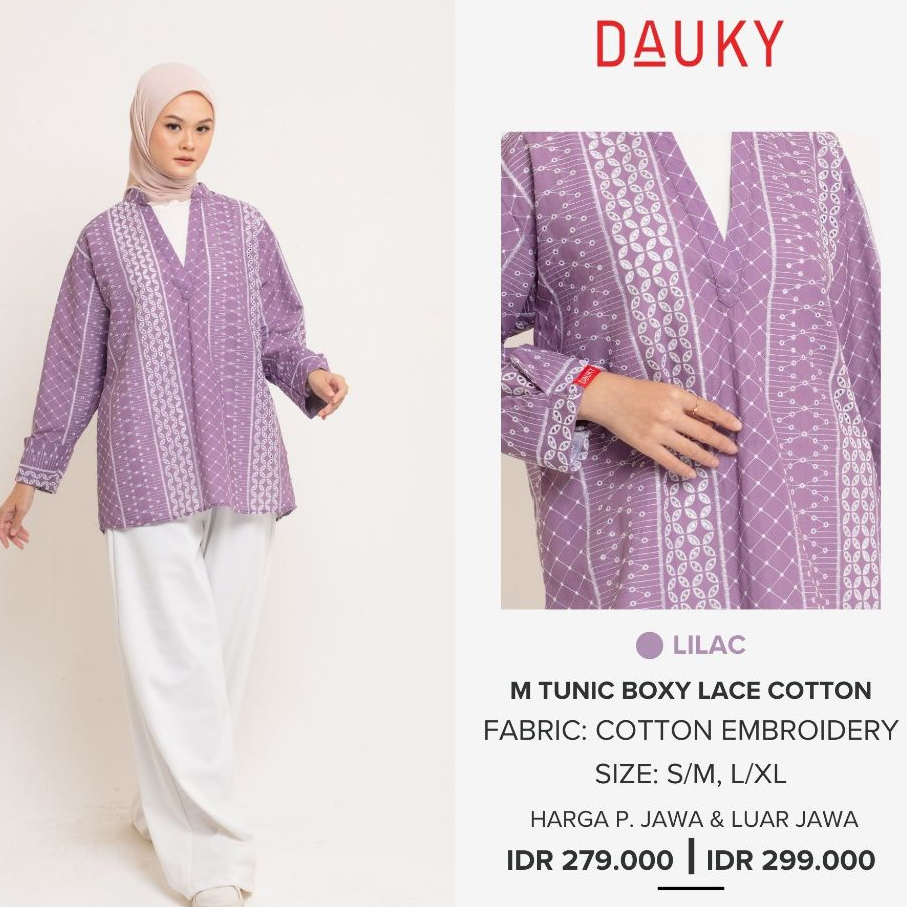 DAUKY HIJAB ATASAN TUNIK TERBARU M TUNIC BOXY LACE COTTON