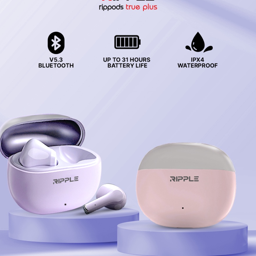 Pukau Flash Sale Ripple Rippods True Plus TWS Headset Bluetooth Earphone Mini Earbuds Handsfree