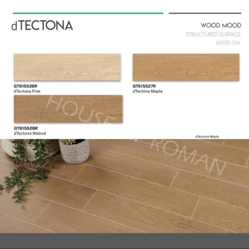 Roman Granit 15x60 dTectona Series (Wood Mood) / Granit Motif Kayu Outdoor / Lantai Taman Motif Kayu