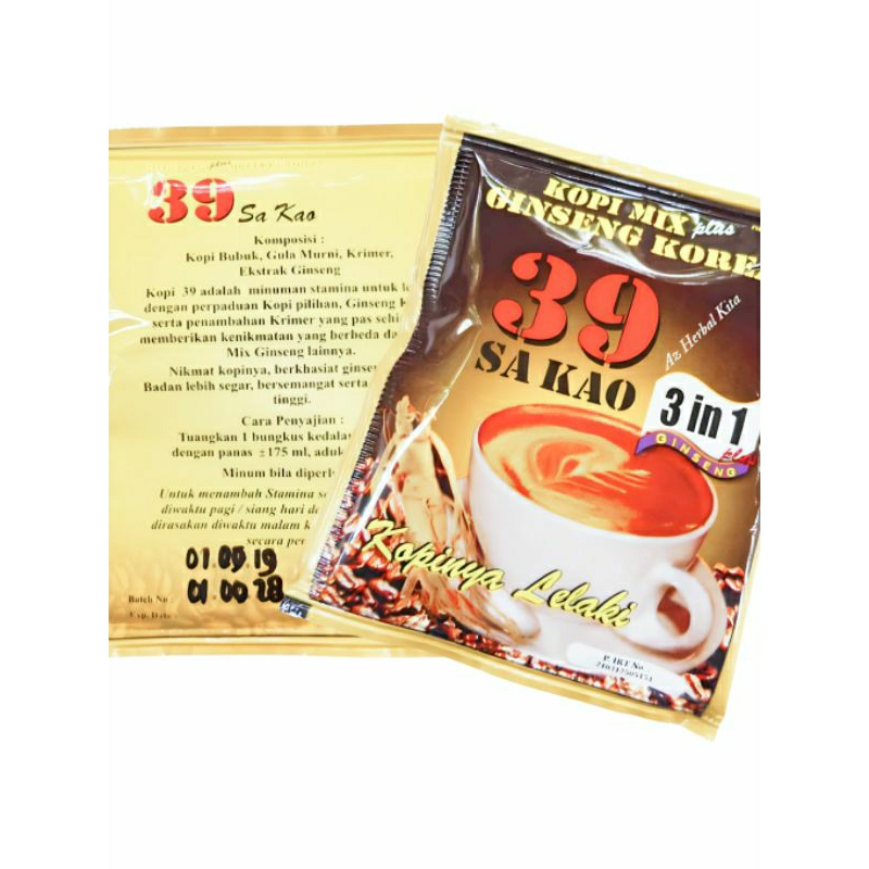 Kopi Mix Ginseng Korea Original isi 1 bungkus- menambah Stamina pria