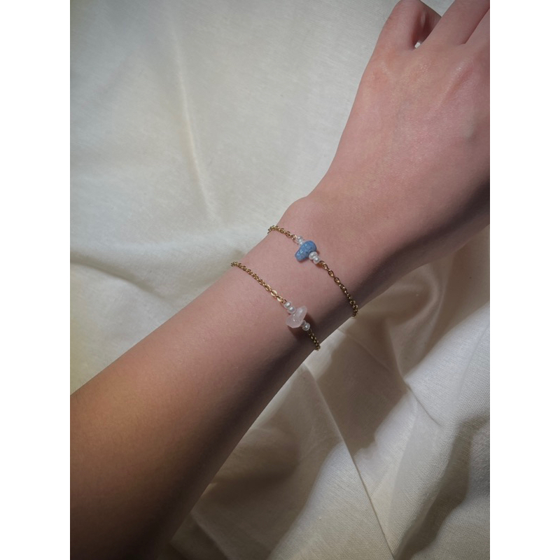 LIVINA bracelet | zerofifteen | Freshwater pearl and Quartz stone bracelet