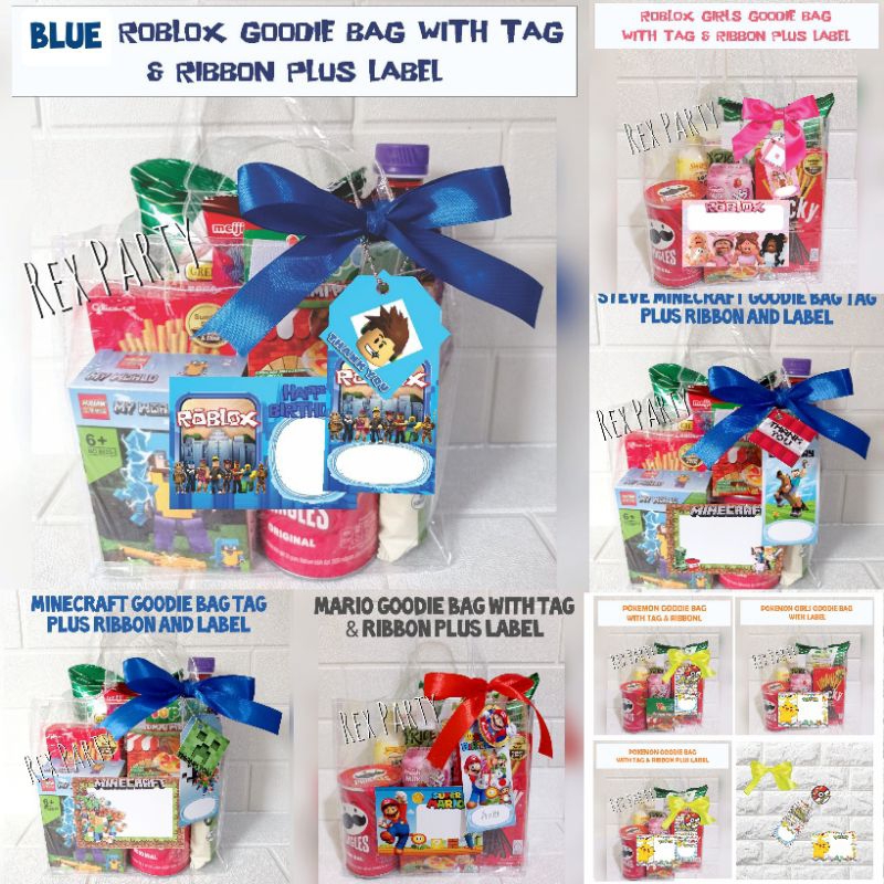 

Goodie Bag/ Tas Souvenir/souvenir ultah/Tas Mika souvenir Karakter plus Snack/ Roblox/Minecraft/Pokemon/Mario Bros/Princess Peach/Roblox Girls