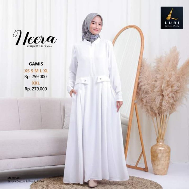 Gamis Lebaran Heera by lubi | Gamis Putih | Gamis promo