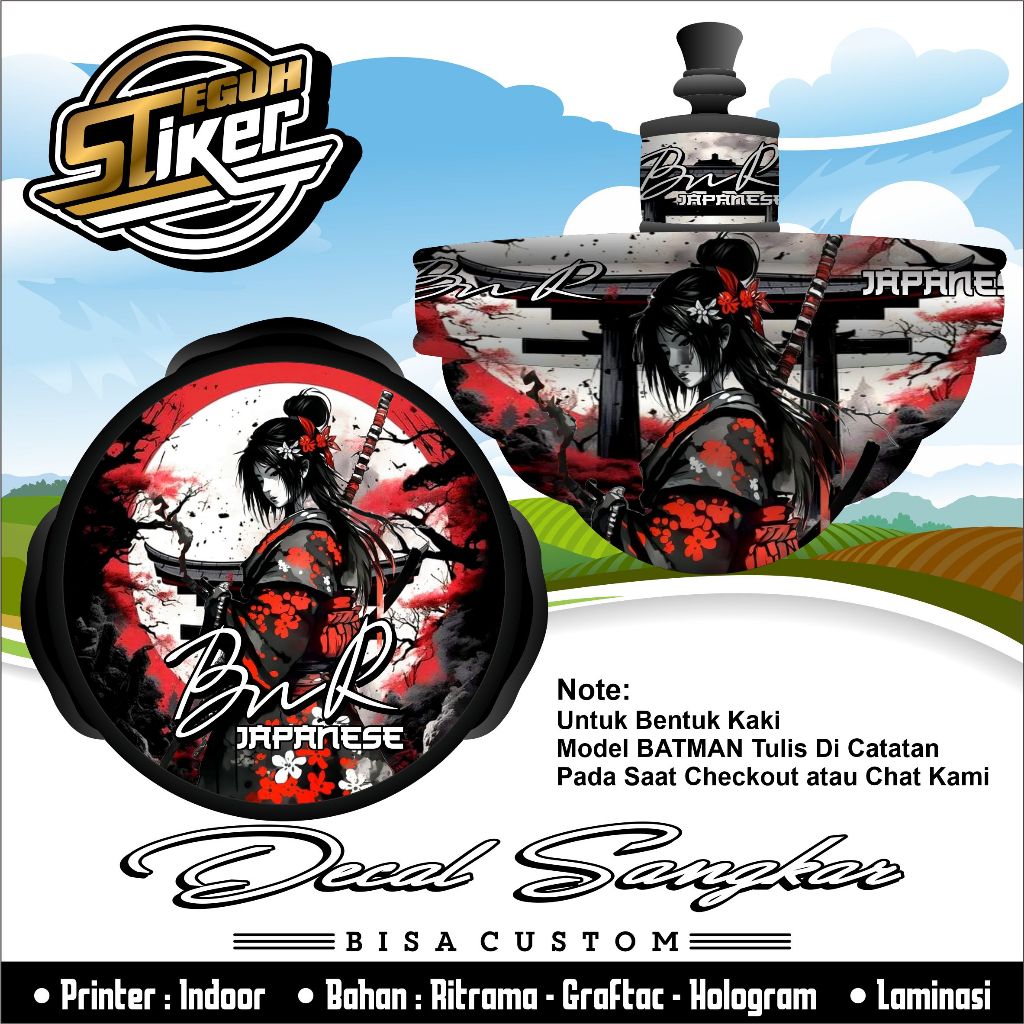 Decal Tebok Lovebird Motif BNR Samurai Japanese