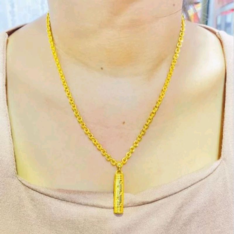 Kalung Bambu Anti Pudar Warna emas 24K