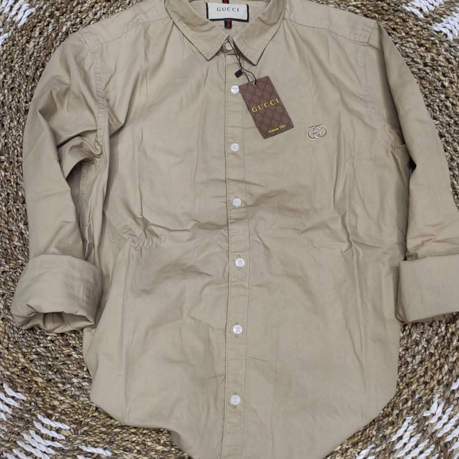 New Kemeja Pria GUCCI Import Quality  Kemeja Lengan Panjang Catton Polos  Kemeja Terbaru Formal Kant