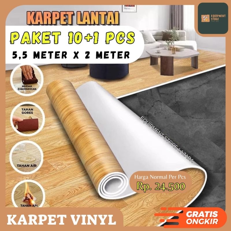 PAKET 10 PCS (5 METER x 2 METER) KARPET ALAS LANTAI TIKAR VINYL TEBAL ANTI AIR