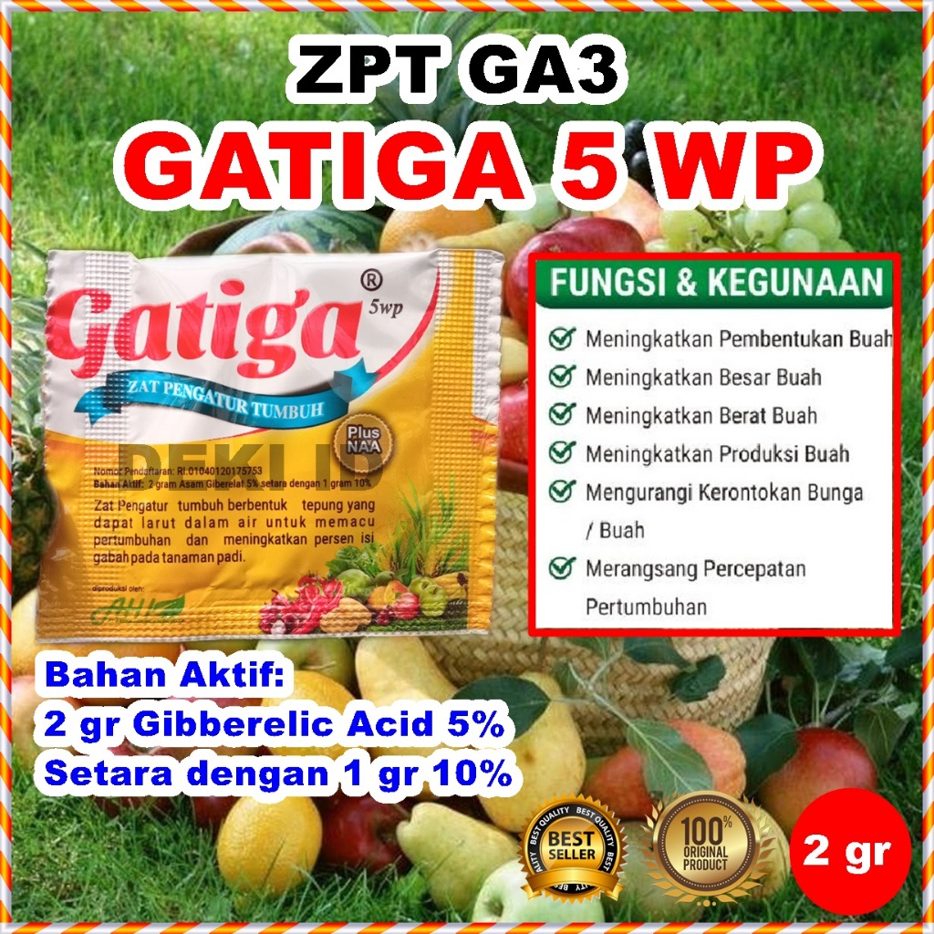Gatiga 5 WP Hormon GA3 Giberelin Acid ZPT Asam Giberelat Zat Pengatur Tumbuh Tanaman Kemasan Sachet 