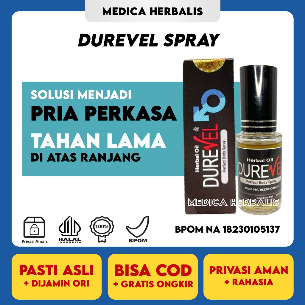 Durevel Spray 15ml Asli Original 100% Dijamin Ori & Ampuh Atasi Eid Tahan Lama Untuk Vitalitas Pria