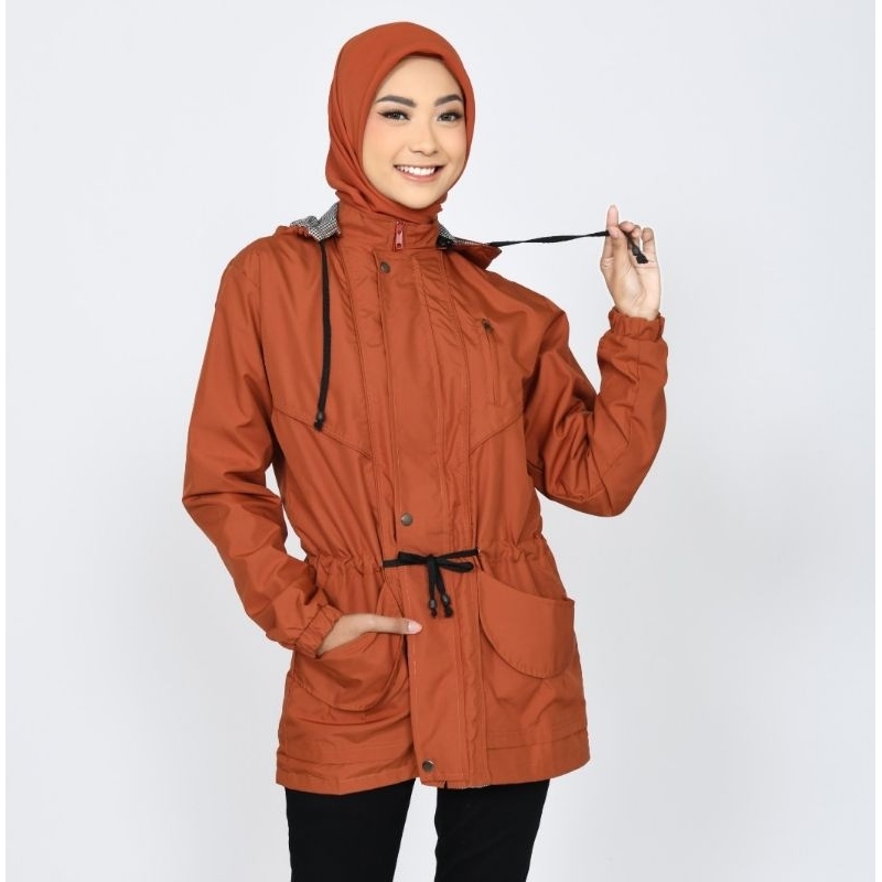 Jaket parka wanita/ cewek SABRINA by THIAGO bahan parasut zn polos