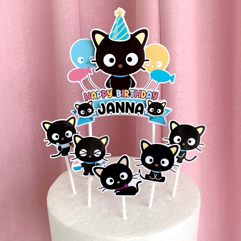 Cake Topper 3D Karakter Chococat Choco Cat Kucing Hitam Hiasan Kue Ulang Tahun Tusukan Cake Dekorasi
