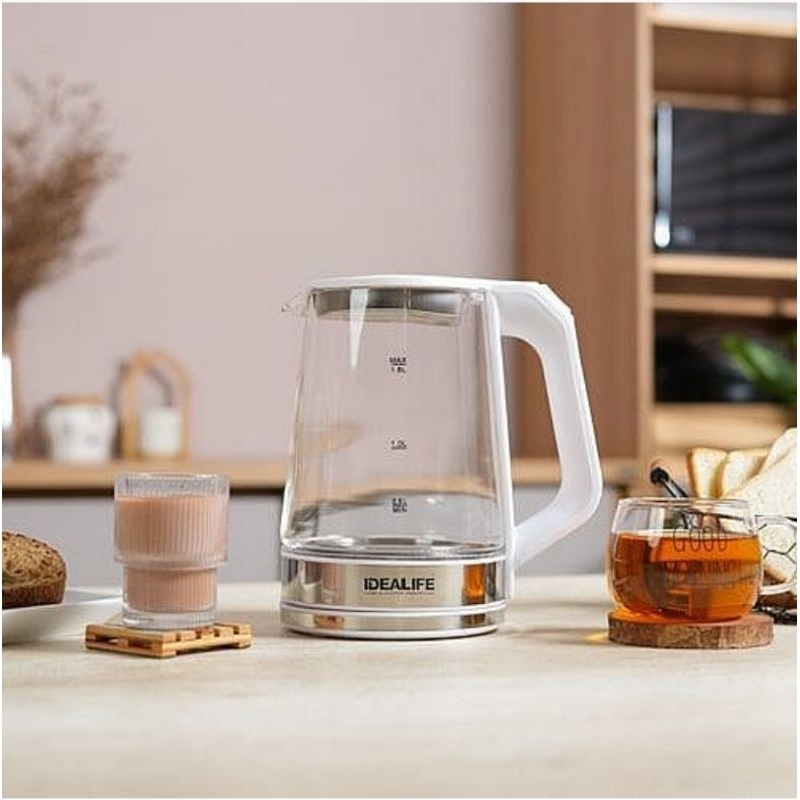 IDEALIFE - Ketel Kaca Elektrik/ Teko Listrik Kaca otomatis (1.8Liter) (IL-113s Jumbo)