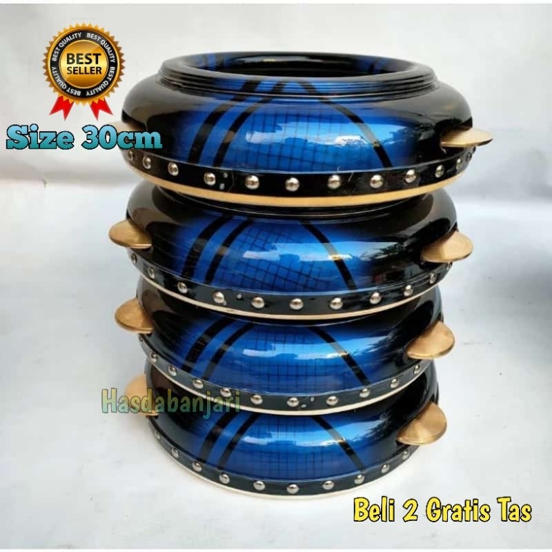 Rebana Hadroh Jepara motif biru ukuran 30 cm
