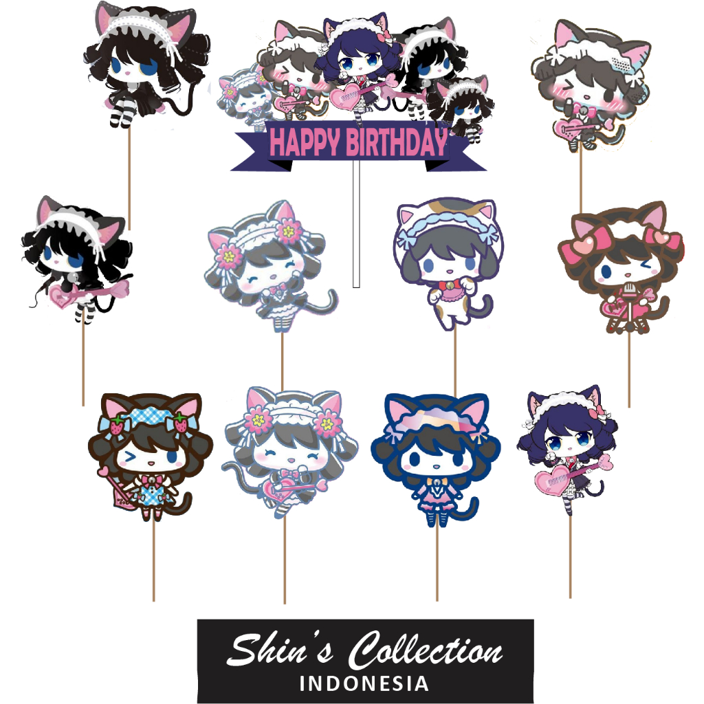 Cake topper Show by rock sanrio isi 10 pcs