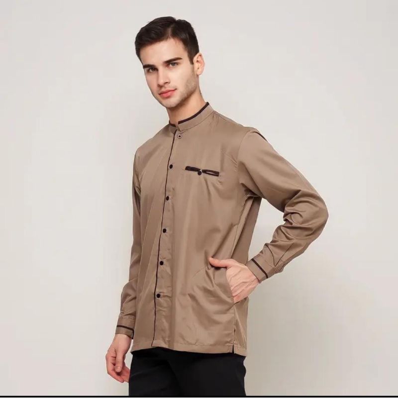 baju koko elrumi motif polos elegan