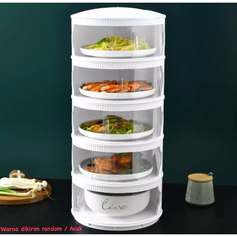 ( BISA COD ) PROMO Rak Makanan 5 Susun / Tudung Saji 5 Susun / Food Cover / Penutup Makanan 5 Susun 
