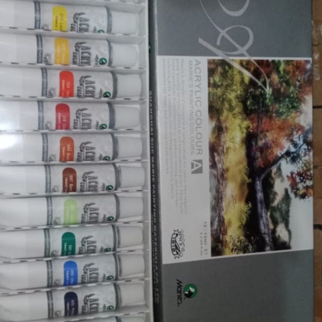 

Kemasan Baru Cat acrilis 12 warna 12 ml maries VDI