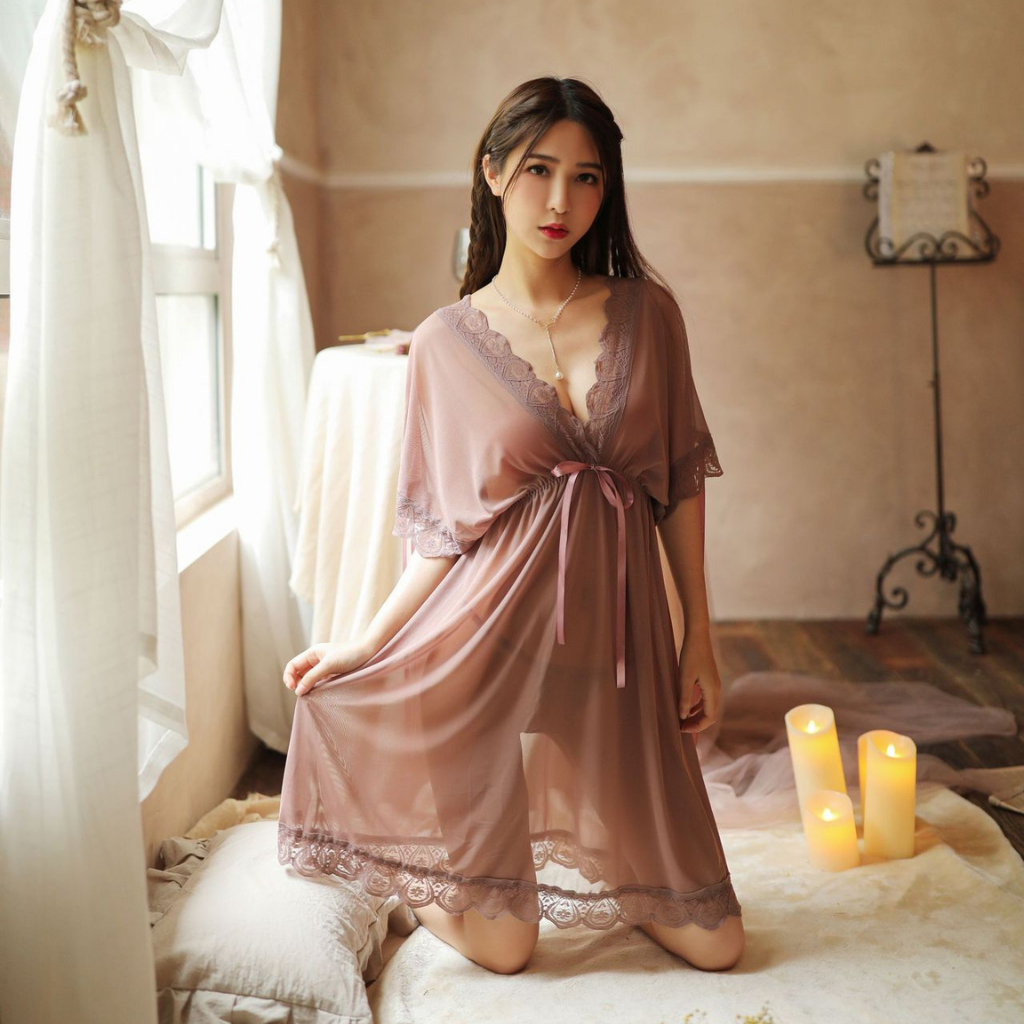 Lingerie Seksi Set D-121 Dress Piyama All Size / Big Size 2 Style Pakaian Dalam Baju Tidur Wanita Dewasa Seksi Baju Dinas Malam Panjang Import-7