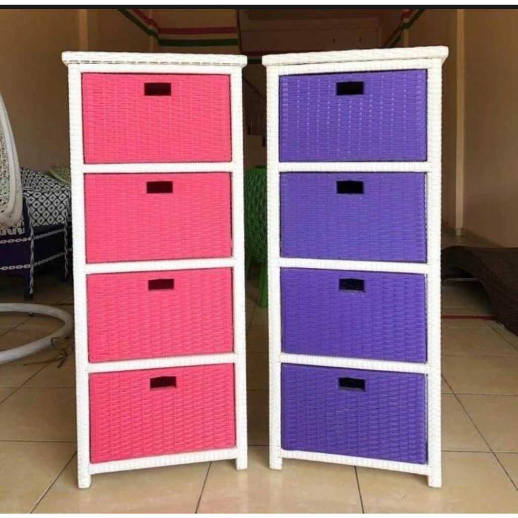 Lemari Laci Rotan Sintetis 4 Susun Minimalis