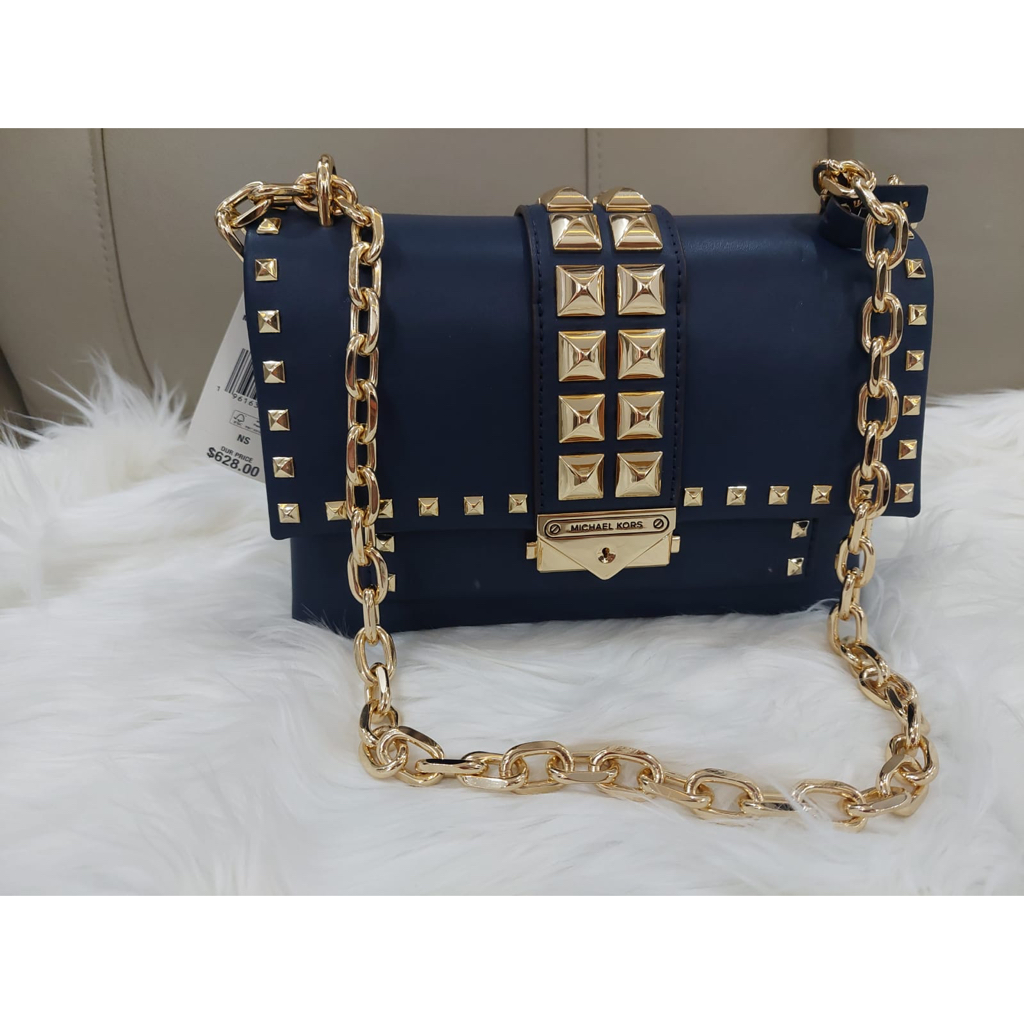 Tas MK Cece Medium Convertible Chain Shoulder tud navy