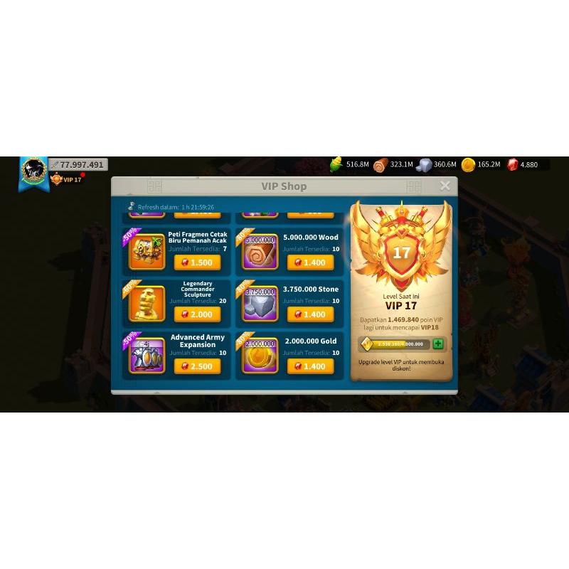 akun rise of kingdom full T5trops infantri gariison open rally