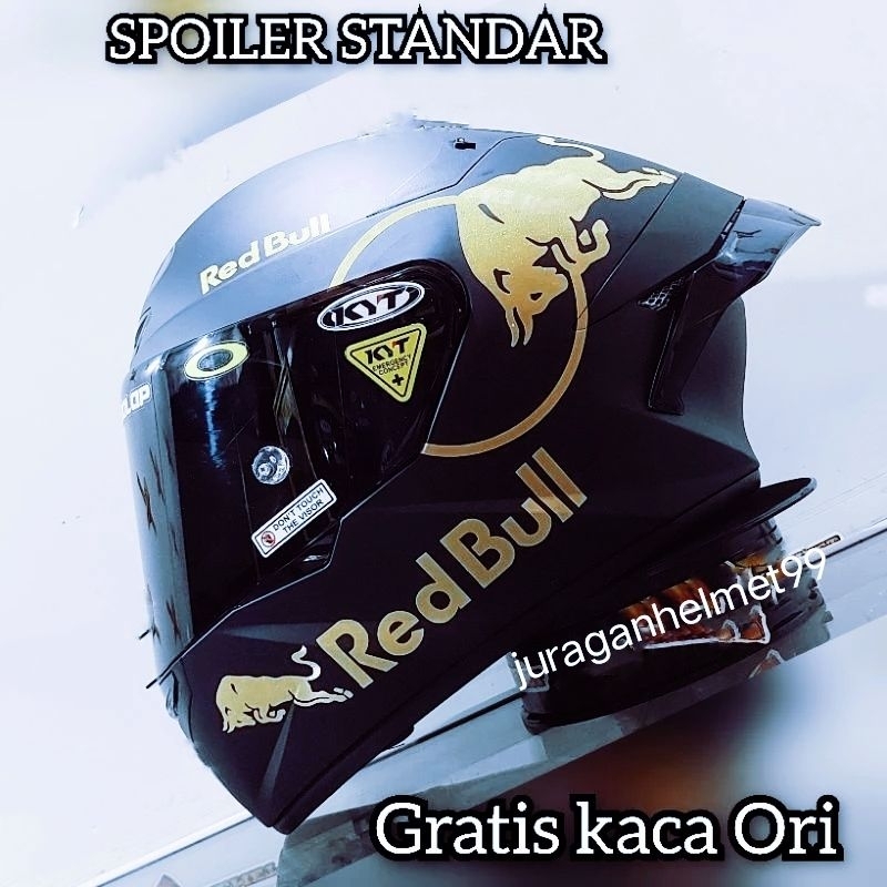 Helm Full face KYT TT Course Black Doff Paket Ganteng Red Bull